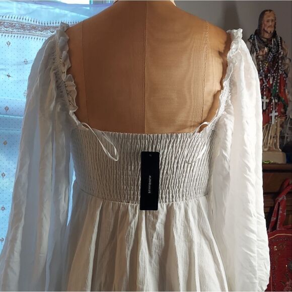 LULUS Make the Call White Long Poet Sleeve Mini Dress Size S - Picture 5 of 16